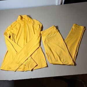Swank A Posh Yellow/gold Long Sleeve 2 Piece Womens Tracksuit Set Size Large Zip